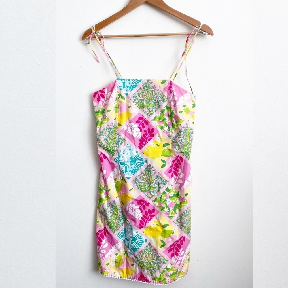 Lilly Pulitzer || Tile Patchwork Tie Shoulder Shift 6